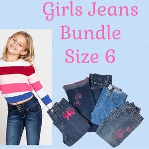Jeans Vintage Y2K Embroidered Flower Heart Butterfly Girls Jeans Bundle Size 6